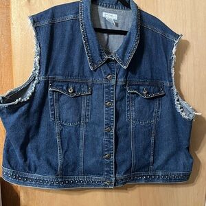 Nicole Miller Blue Denim Studded Vest